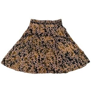 Santiki Rayon Floral Flare Skirt Large Elastic Waist Embroidered Bohemian